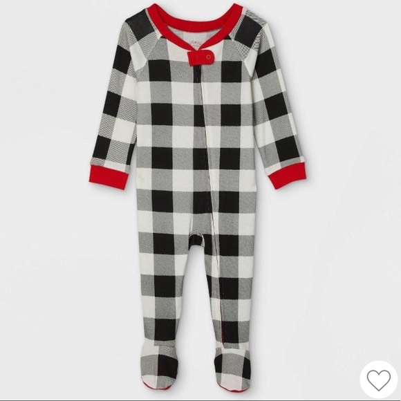 NWT‎ Baby  Buffalo Check Flannel Footed Pajama - Wondershop 6-9 months - Picture 1 of 4